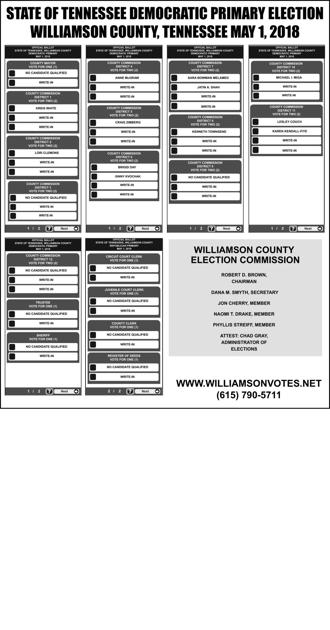 State Of Tennessee Democratic Primary Election Public Notices