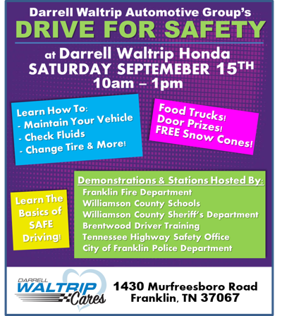 Darrell Waltrip Automotive To Host Drive For Safety S Darrell Waltrip Automotive To Host Drive For Safety S