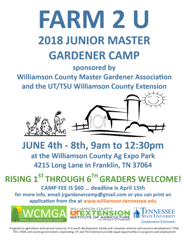 Farm 2 U 2018 Junior Master Gardener Camp Williamsonhomepage Com