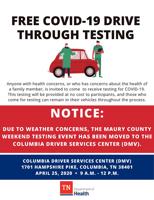 Maury County COVID-19 testing moved to new location over weather concerns