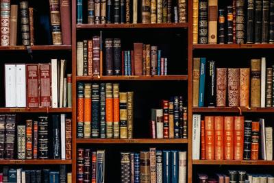 File books on shelf