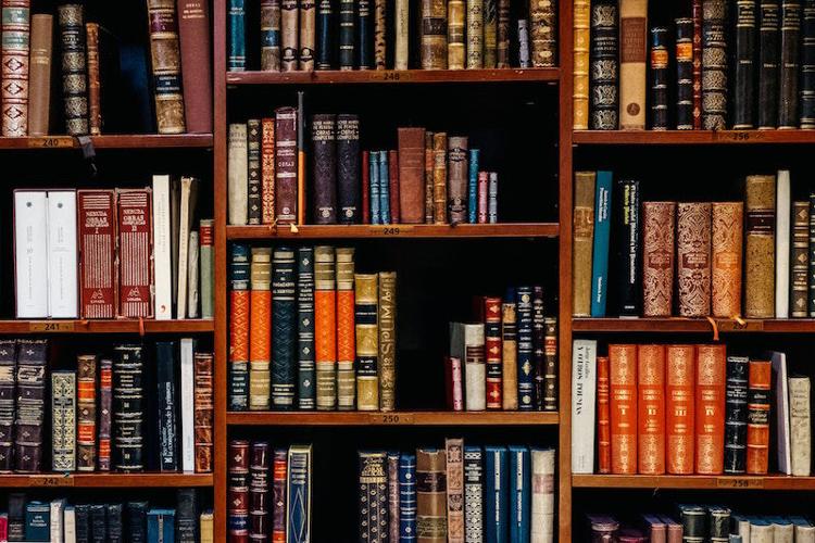 File books on shelf