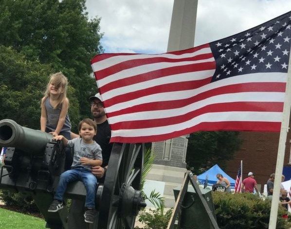 Franklin on Fourth with flag