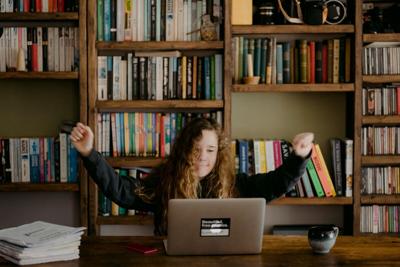 Student at computer