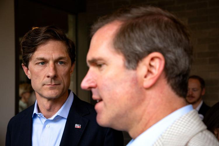 Chaz Molder (left) and Gov. Andy Beshear at a fundraising event in Nashville, Oct. 3, 2026