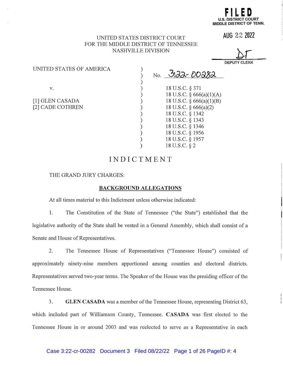 Casada Cothren indictment