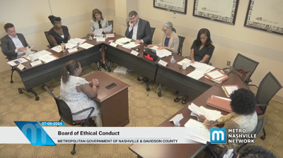Councilmember Joy Styles addresses the Metro Board of Ethical Conduct, July 8. 2024