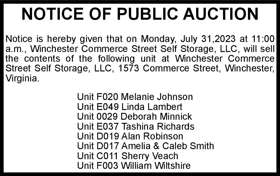 Notice of Public Auction 731 Notices