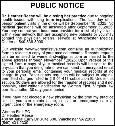 Practice Closing | Notices | winchesterstar.com