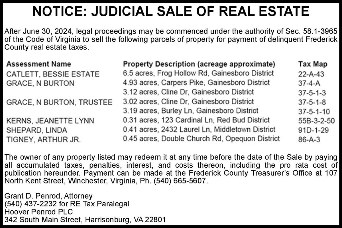 Judicial Sale of Real Estate June 24 522 Notices