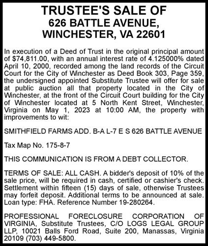 626 Battle Ave 19-280264 | 2-22, 3-27 & 4-3