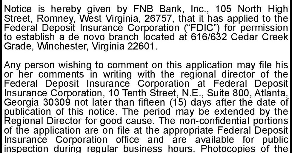 Notice of Application | Notices | winchesterstar.com