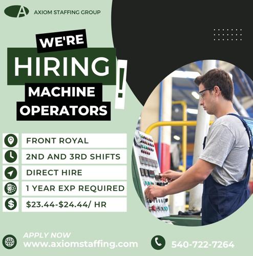 We're Hiring Machine Operators