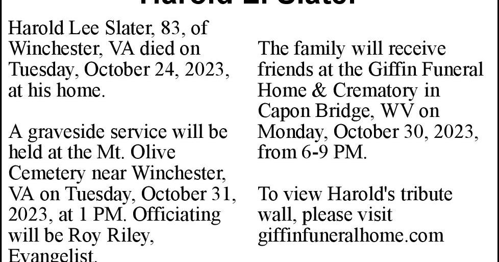 Harold L. Slater Obituaries