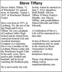 Steve Tiffany | Obituaries | winchesterstar.com