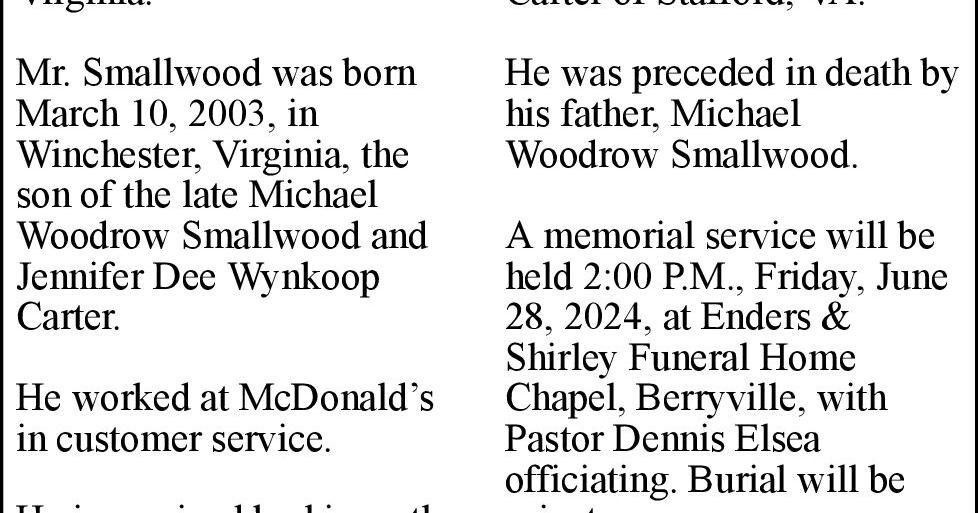 Zackery W. Smallwood Obituaries