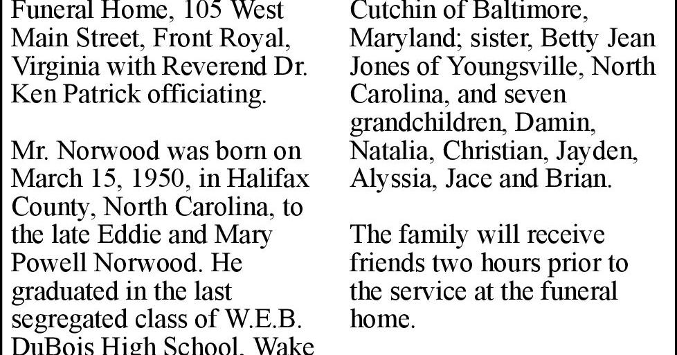 Eddie Julious Norwood Obituaries