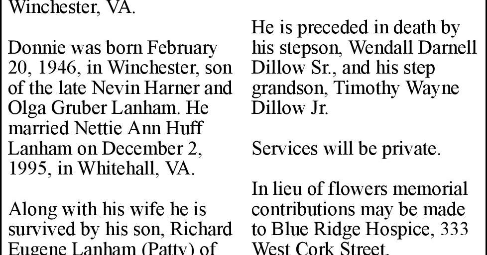 Donald Richard Lanham Obituaries