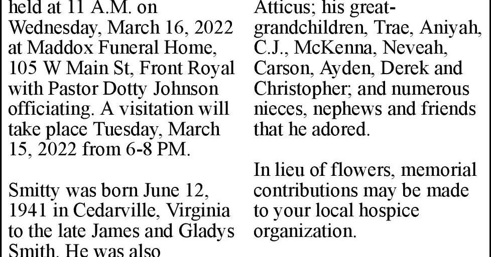 Glendon Allen “Smitty” Smith Sr. Obituaries