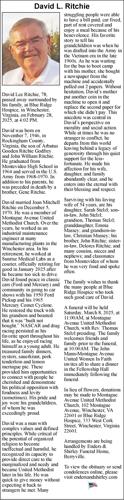 David Graham Ritchie David L. Ritchie | Obituaries | winchesterstar.com