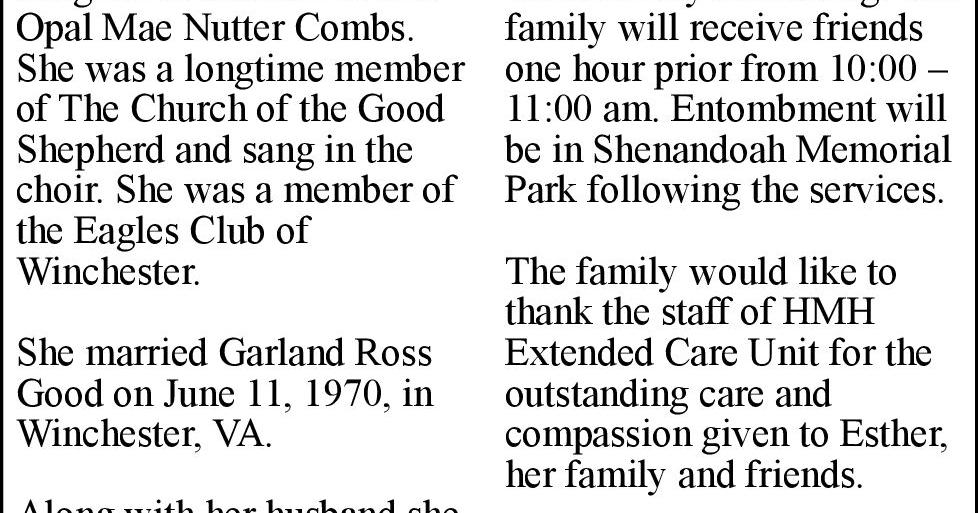 Esther Leoda Good Obituaries