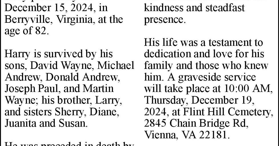 Harry Andrew Kesner Jr. Obituaries