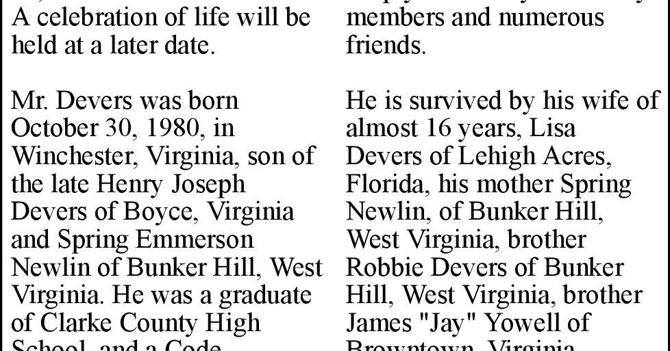 William Joseph "BJ" Devers Obituaries