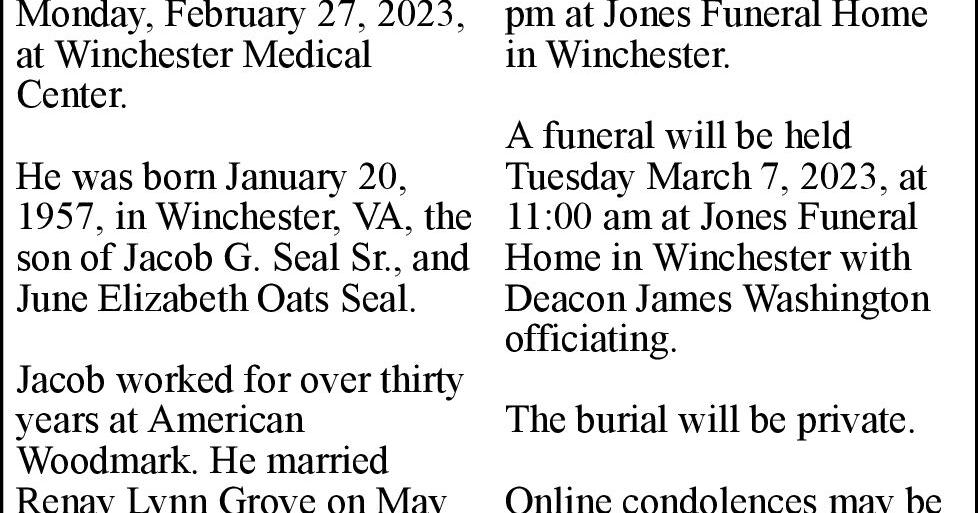 Jacob Gilbert Seal Jr. Obituaries