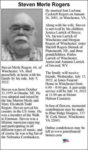 Steven Merle Rogers | Obituaries | winchesterstar.com