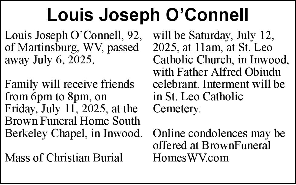 Louis Joseph O’Connell | Obituaries | winchesterstar.com