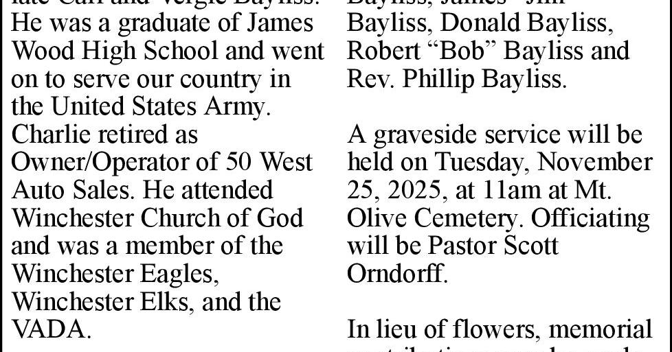 Charles Victor Bayliss, Sr. Obituaries
