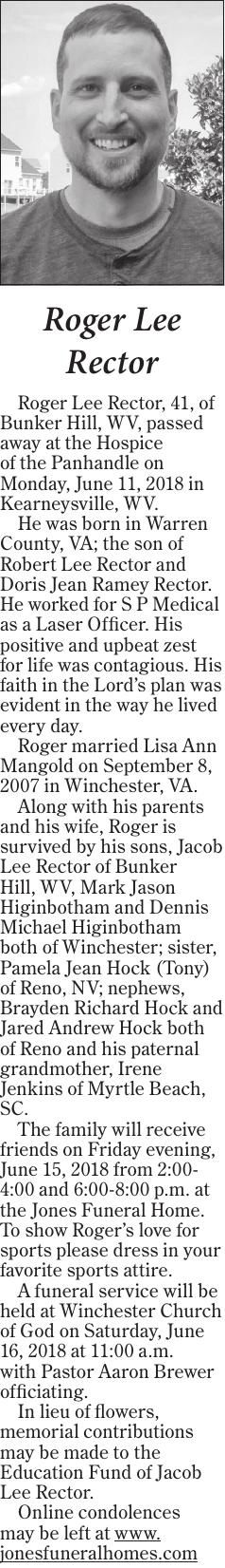 Lee Rector Roger Lee Rector | Obituaries | winchesterstar.com