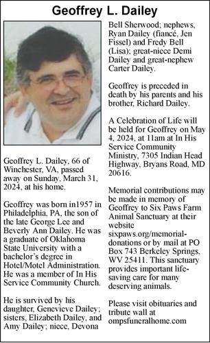 Gilbert Dailey Geoffrey L. Dailey | Obituaries | winchesterstar.com