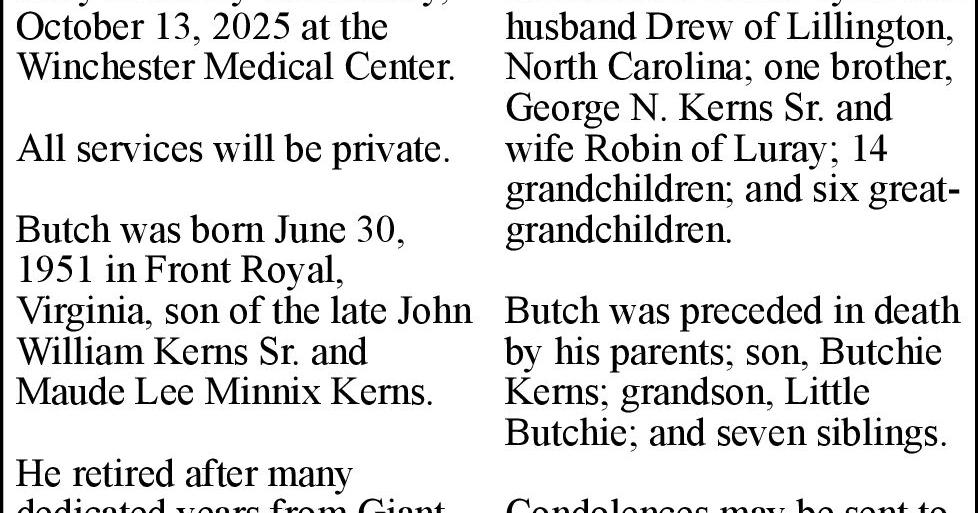 Norman Frederick “Butch” Kerns, Sr. Obituaries