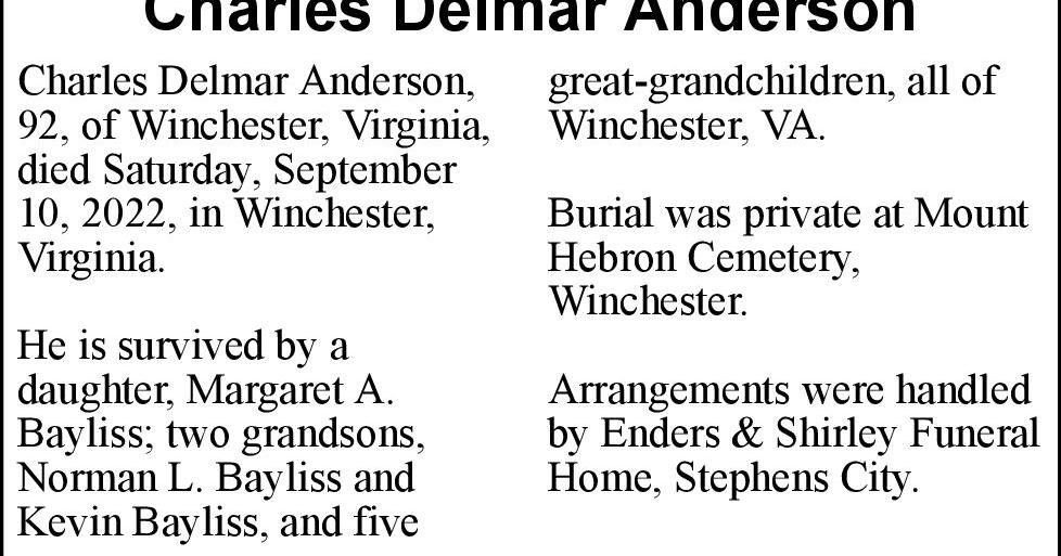 Charles Delmar Anderson Obituaries