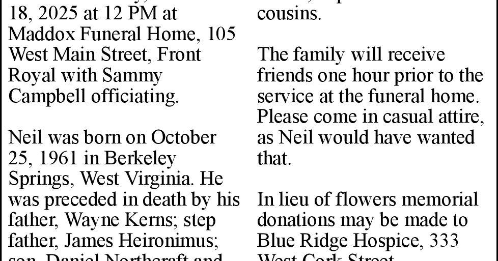 Neil Anthony Heironimus Obituaries