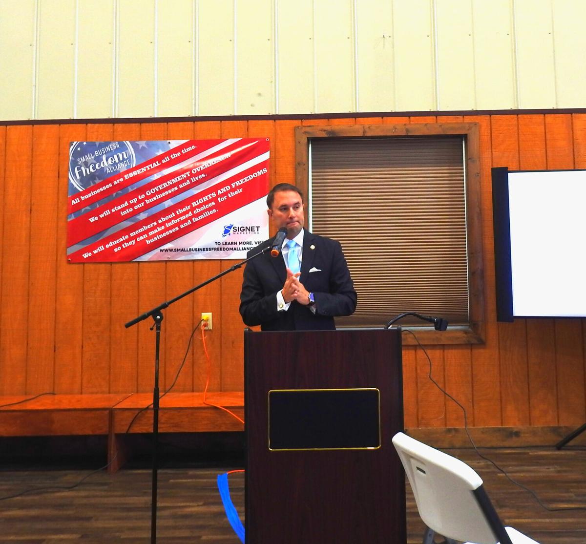 Va. attorney general discusses 'federal overreach' with local business