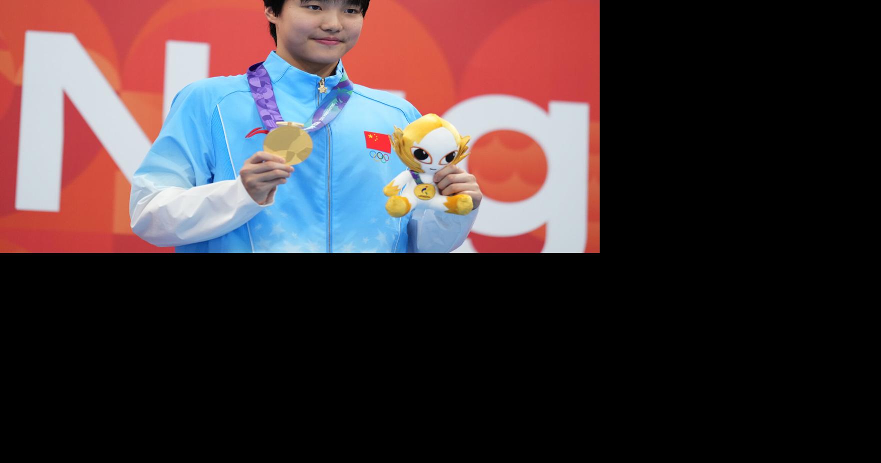 Chinese 13-year-old Yu Zidi wins second gold medal in the pool at Asian ...