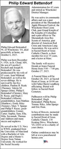 Philip Edward Bettendorf | Obituaries | winchesterstar.com