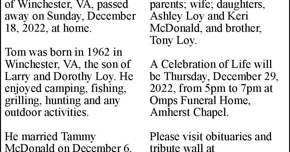 Thomas “Tom” E. Loy Obituaries