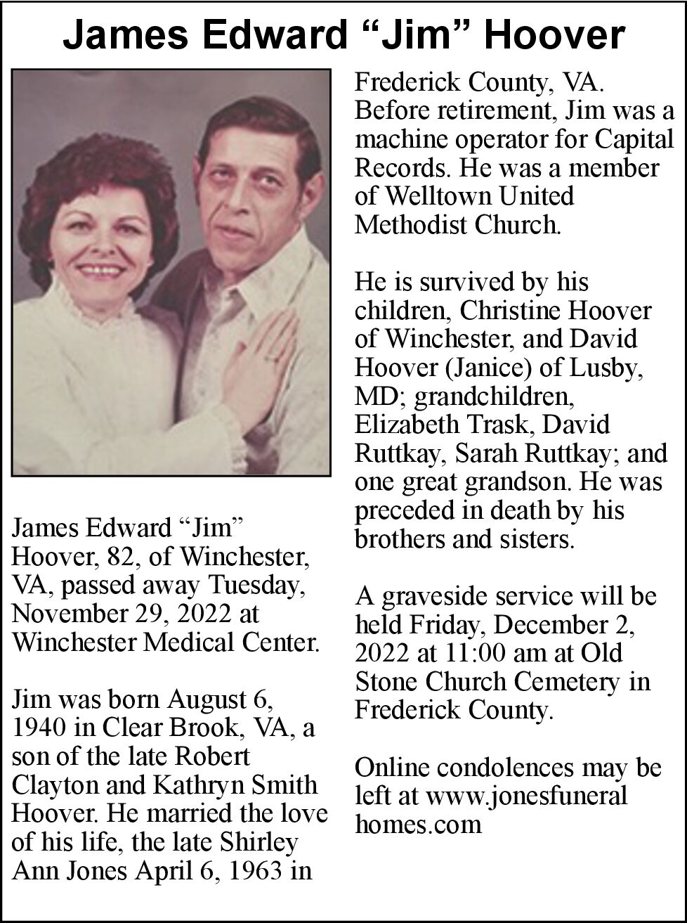 James Edward Jim Hoover Obituaries winchesterstar