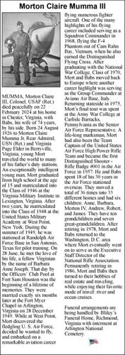 Morton Claire Mumma III Obituaries