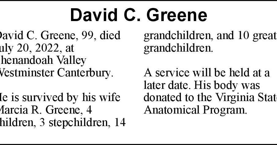 David C. Greene | Obituaries | winchesterstar.com