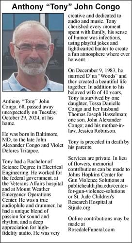 Anthony “Tony” John Congo | Obituaries | winchesterstar.com