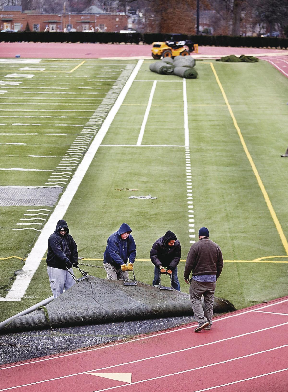 Removing turf at the Handley Bowl Winchester