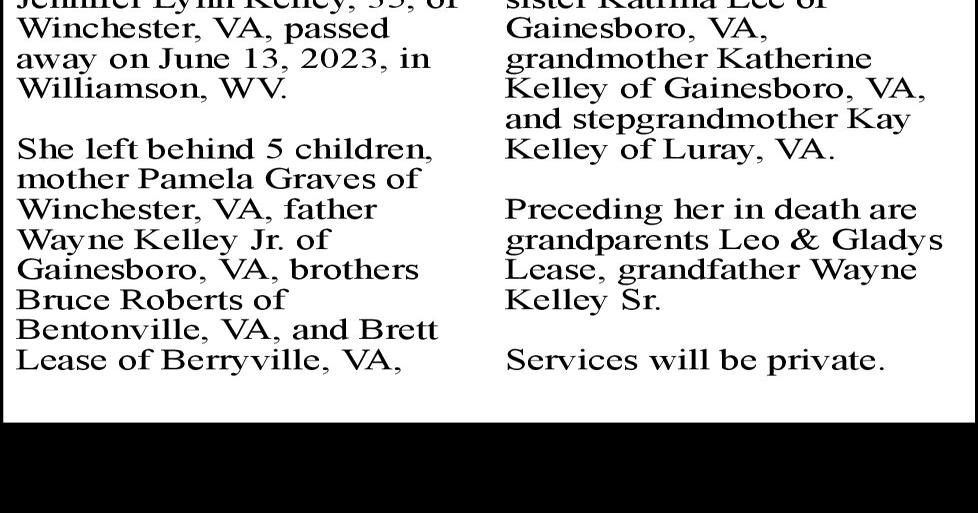 Jennifer Lynn Kelley Obituaries
