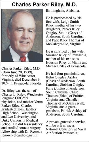 Charles Parker Riley, M.D. | Obituaries | winchesterstar.com