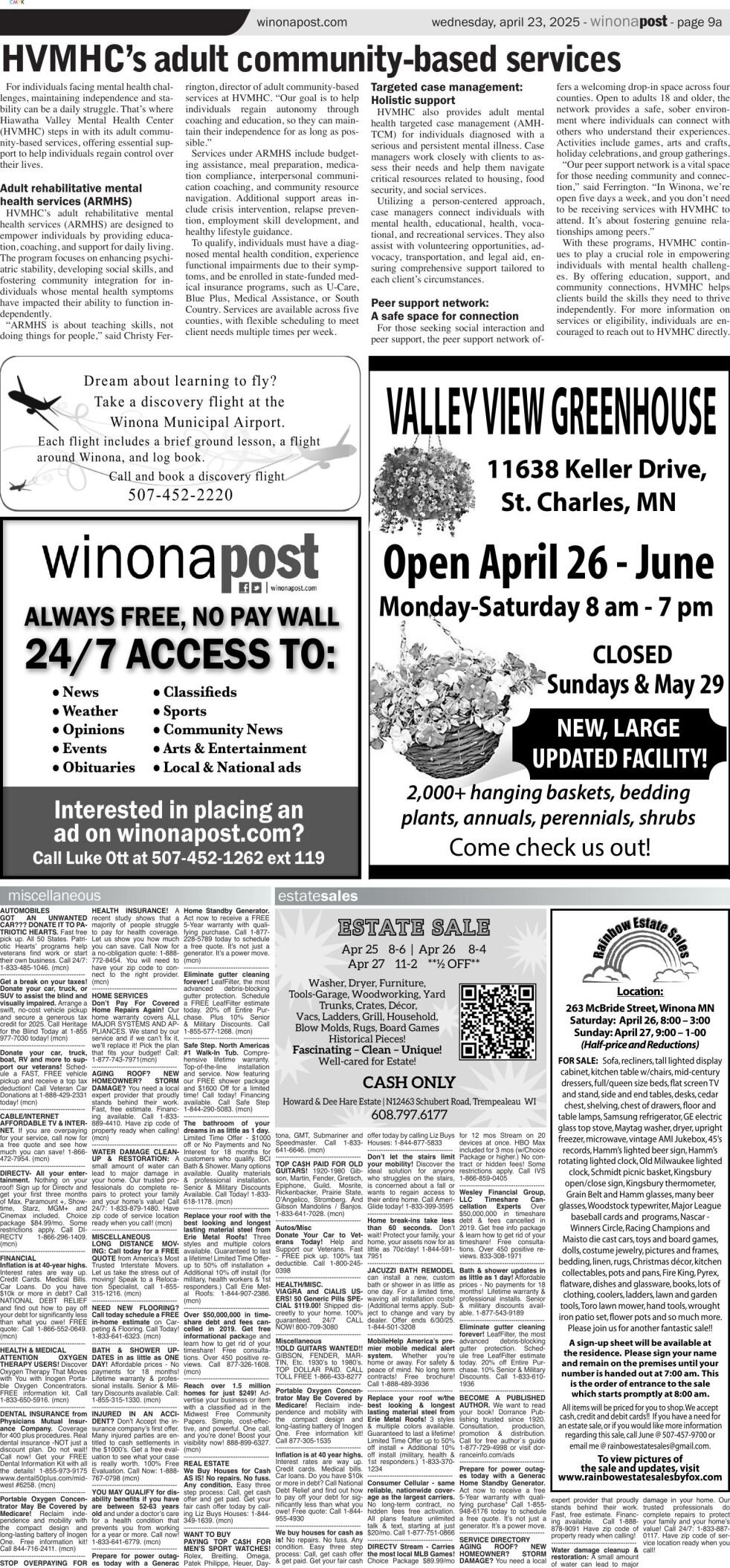 April 23, 2025 Classifieds | Classifieds | winonapost.com