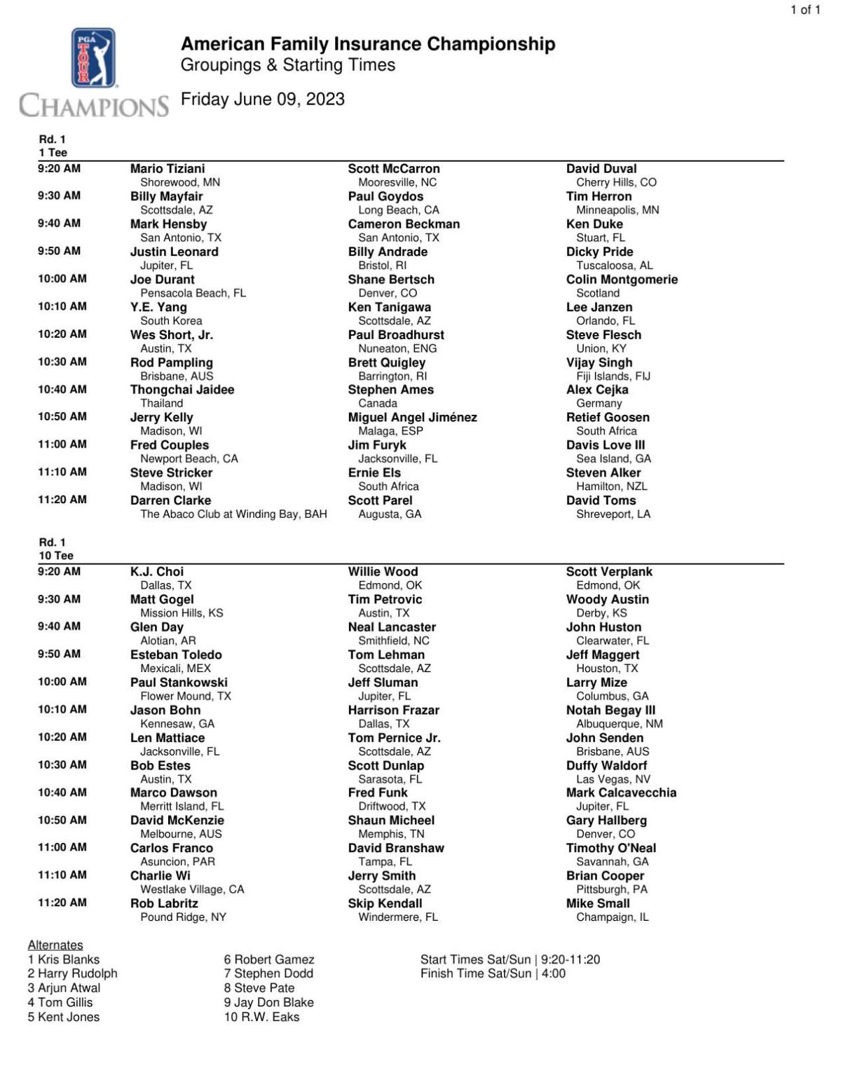 PGA Tour Champions 2023 American Family Insurance Championship First