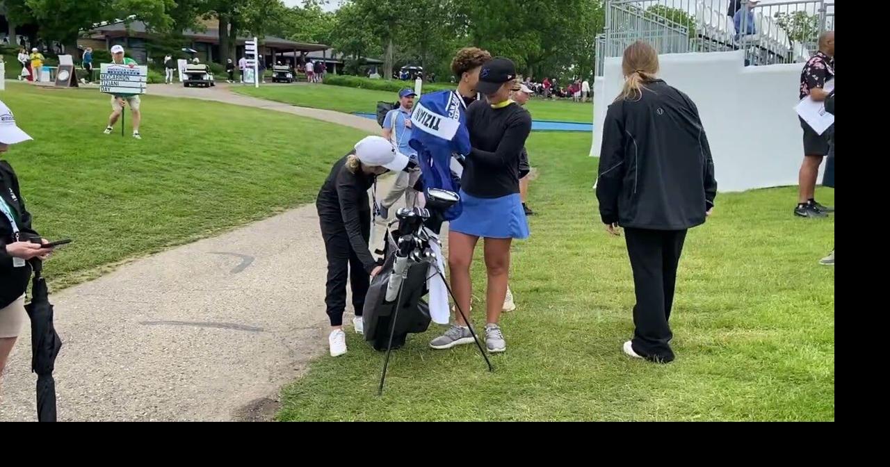 Izzi Stricker hands off caddie duties for Uncle Mario Tiziani to sister